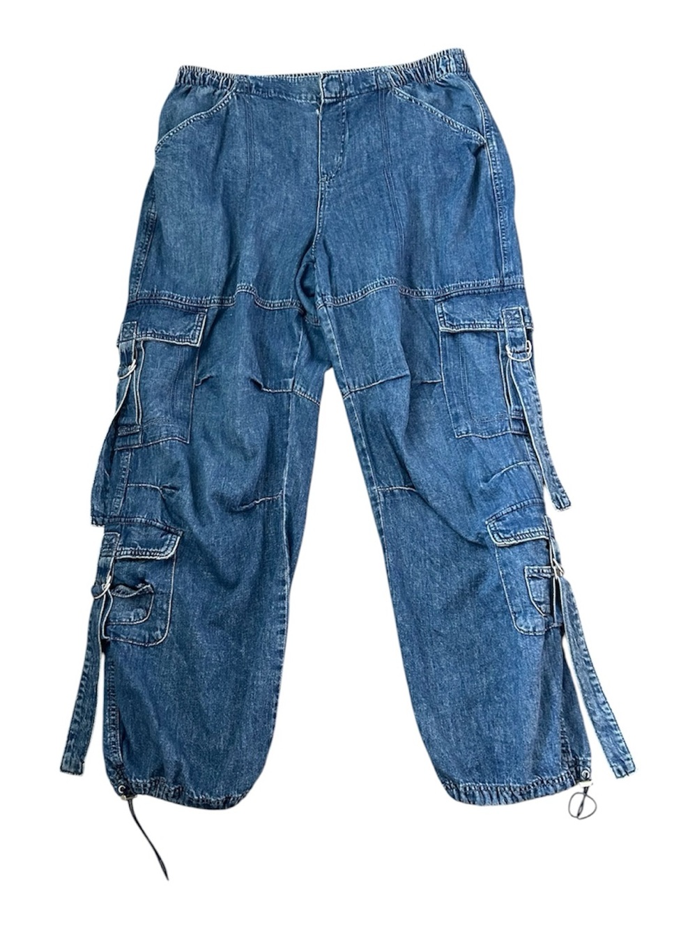 Garage Women's Blue Denim Boyfriend Cargo Jeans